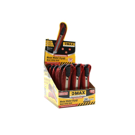 Dmax-4743 ( Büyük ) ( Metal ) Falçata Maket Bıçak ( 18mm Bıçaklı & 0.5mm Bıçak Ucu )