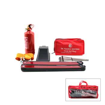 Krt-1102 ( 2li Set ) ( 4 Gen Çanta ) ( 7pcs + 38pcs ) ( Oto Trafik Seti + İlk Yardım Seti ) (yangın Tüpü=1kg) (2pcs Reflektör) (bez Kemer Çekme Halat=2.9mt) (araç Takoz) (buz Kazıma) (set Çantası)