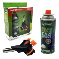 Orcamp Cx-500-227 ( 2pcs ) Pürmüz & Torch Seti ( ( Pürmüz Torch Çakmak Başlık & Kamp Gazı 227gr/400ml )