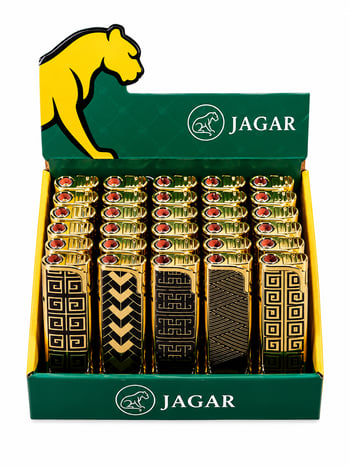 Jagar Jcm 013 Gold Siyah Desenli Çakmak – Premium Metalik Standlı Çakmak