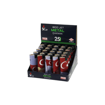 Koko-1800 ( Bayraklı ) Jet Turbo Rezistanslı (ızgaralı & Rüzgar) Manyetöllü Cep Çakmak ( Manyetolu ) ( Doldur Kullan )