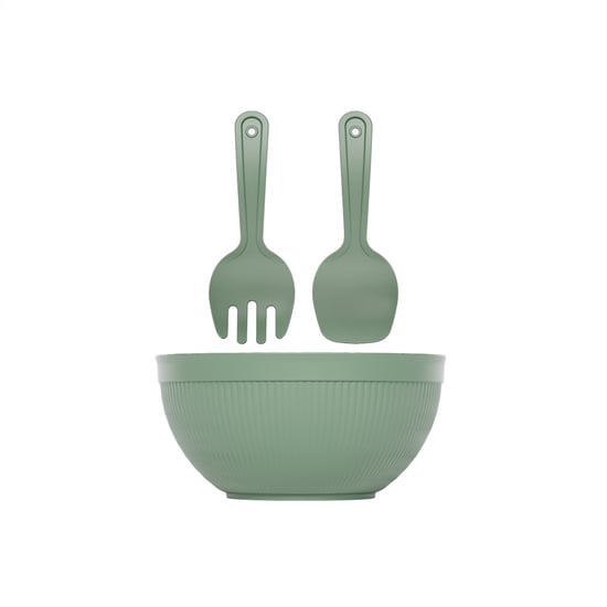 Dünya-10730-999 ( 3pcs ) Derin Salata Seti Plastik ( 4000ml Kase & Çatal & Kaşık )