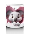 Duvarı Delen Tatlı Koala Figürü Baskılı Kahve Kupası Renkli