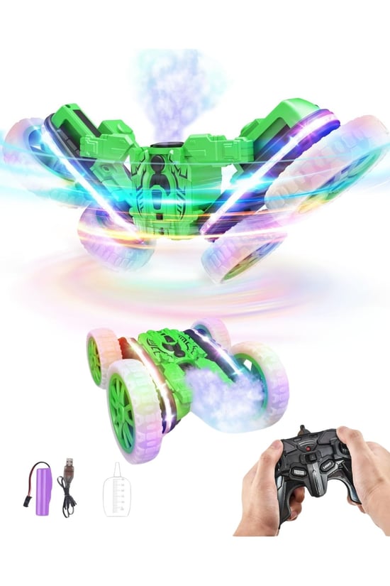 Vardem Uzaktan Kumandalı Ful Fonksiyon Şarjlı Işıklı, Buharlı Spin 360 Stunt Araba HG4-45 Yeşil