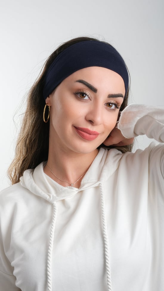 Hürrem Bone Lacivert Pratik Hazır Geçmeli Tesettür Bone Viskon Kumaş Sade 3007_02