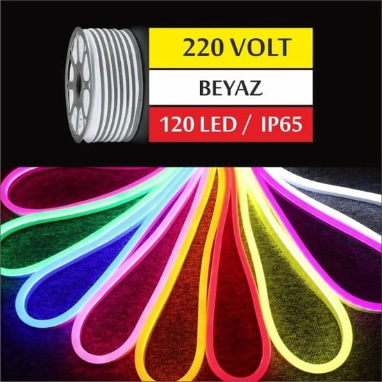 220 Volt Neon Led Beyaz 6x12mm-Beyaz Işık-Yüksek Işık Gücü