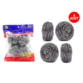 Bella House K-7279 ( 4pcs ) ( Poşetli ) Bulaşık Top Teli ( Paslanmaz )