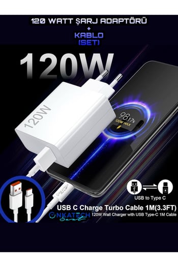 Adeyo Store İntermax Type-c 120w (watt) Hızlı Şarj Aleti Adaptörü Kablo (set)