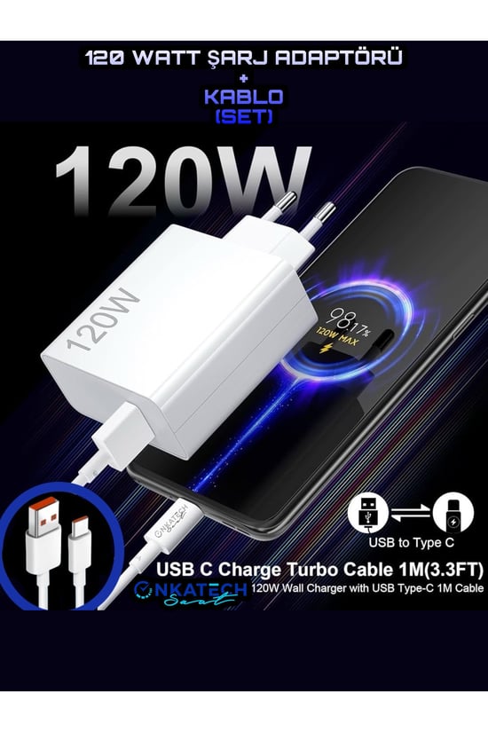 Adeyo Store İntermax Type-c 120w (watt) Hızlı Şarj Aleti Adaptörü Kablo (set)
