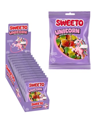 Sweeto Gummy Sour Unicorn 80 Gr Jelibon (gulutensiz)