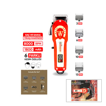 Mr.trimmer Mr-4800 Saç & Sakal Kesme Traş Makinesi ( Ayarlanabilir Bıçak & 0,1mm-0,5mm ) ( 8000rpm ) ( 6 Farklı Kesim )