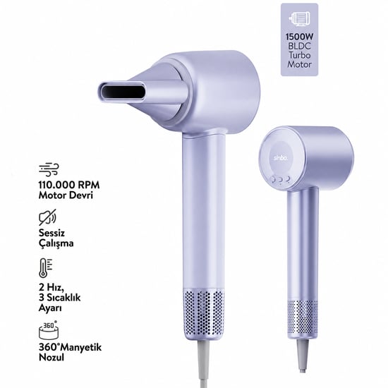 Sinbo Shd-1739 (mavi) (bldc Turbo Motor) Saç Kurutma & Şekil Makinesi (1500w)(3-kdm.hız)(4-kdm.ısıayar=sıcak-ılık-hafif-soğuk)