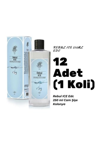 Rebul Ice Edc 250ml Cam Şişeli Buz Ferahlığı Kokulu Kolonya 12 Adet (1 Koli)