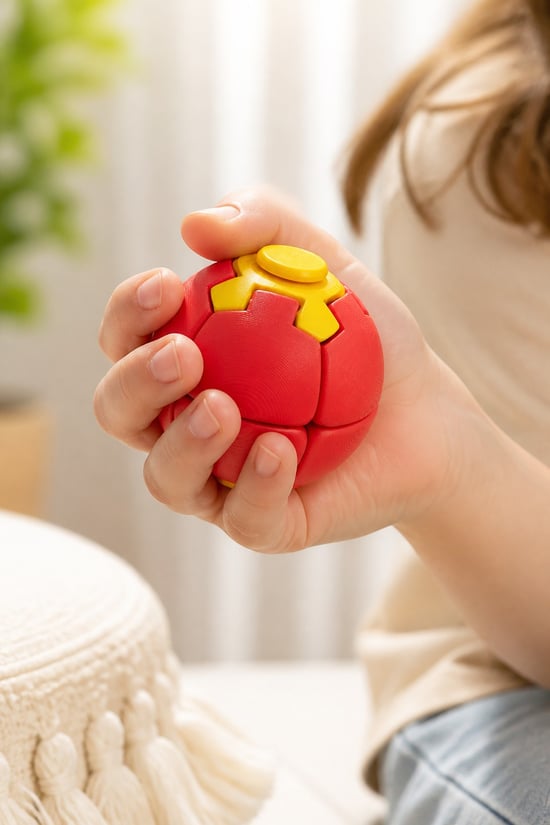 Çevirmeli Stres Topu / Stres Oyuncağı / Spinner Ball Sarı - Kırmızı