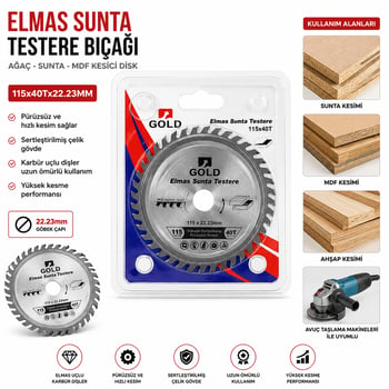 Gold Elmas Sunta ( 115x40tx22.23mm ) ( Ağaç ) Sunta Kesici Disk