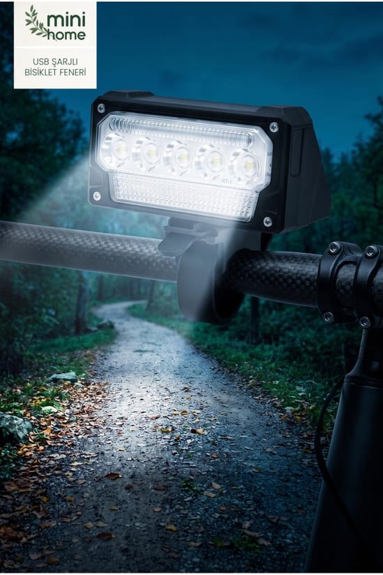 Pt-6021 Usb Şarjlı Ledli Bisiklet ve Scooter Feneri Far
