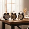 Twin Bell Alarm Clock Bgc-45 Yuvarlak Masa Çalar Saat ( Metal Kasa Eskitme & Desenli ) ( Pilli & Işıklı ) ( Çap: 10cm )