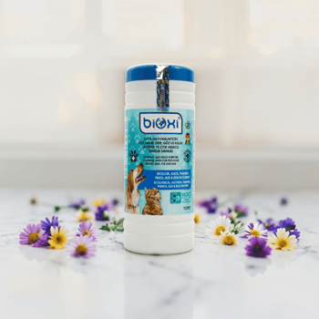 Bioxi® Evcil Hayvanlar için Hijyenik ve Çok Amaçlı Temizleme Silindir Kova Mendil,72 Adet