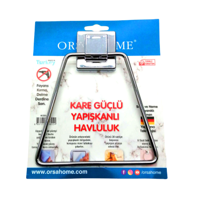Orsa-602 ( Yapışkanlı Kare Askılı ) ( Üçgen & Metal ) Havluluk Askı