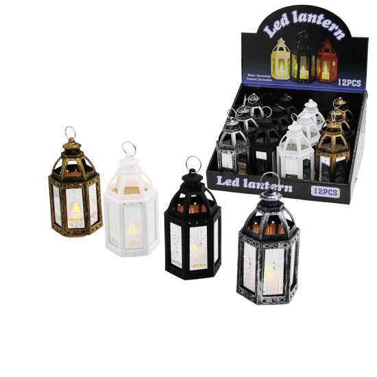 Led Lantern Sdr-lm-014 ( Büyük ) Altıgen Açık Kubbe ( Pilli ) Ramazan Led Işık ( Mix Renkli & Plastik )