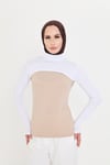 Hürrem Bone Beyaz Tesettür Balıkçı Yaka Boyunluklu Kolluk Viskon Düz 1025_42