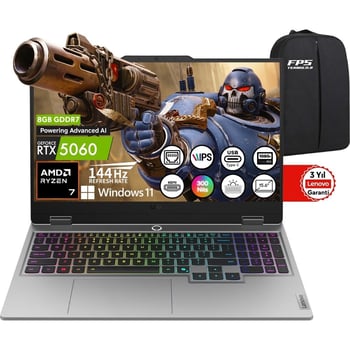 Lenovo Loq 15ahp10 Amd Ryzen 7 250 Rtx5060 100w 16gb Ram 512gb Ssd 15.6" Fhd Ips 144hz W11 83jg008ut