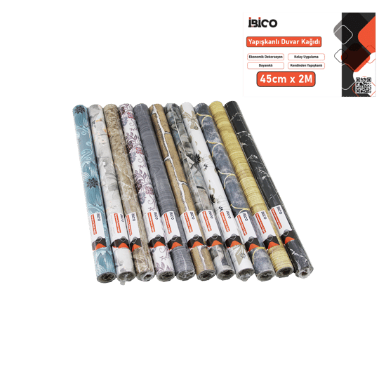 İ13-070 ( 2mt X 45cm ) Mix Desenli Folyo Duvar Kağıt ( Kendinden Yapışkanlı & Eko Dekorasyon & Dayanıklı )