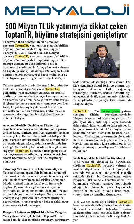 ToptanTR’den Üretici ve Esnaf Ekosistemini Güçlendirecek Yatırım Hamlesi