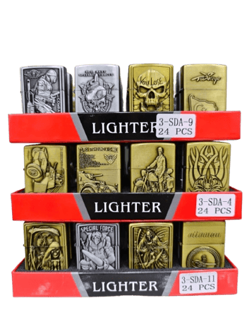 Metal Kabartma Baskılı Zippo Çakmak Gold-gümüş