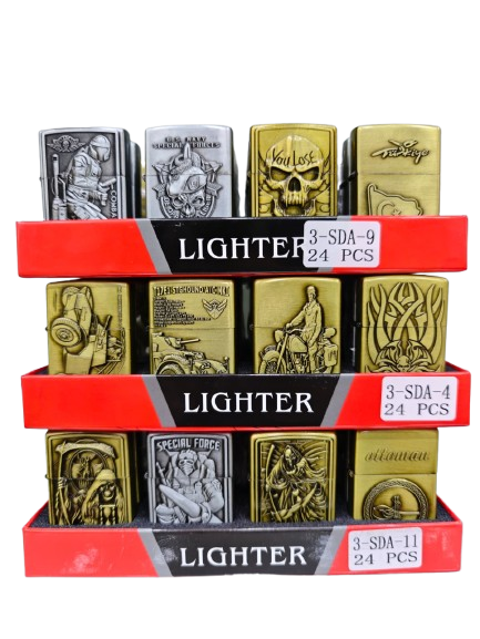 Metal Kabartma Baskılı Zippo Çakmak Gold-gümüş