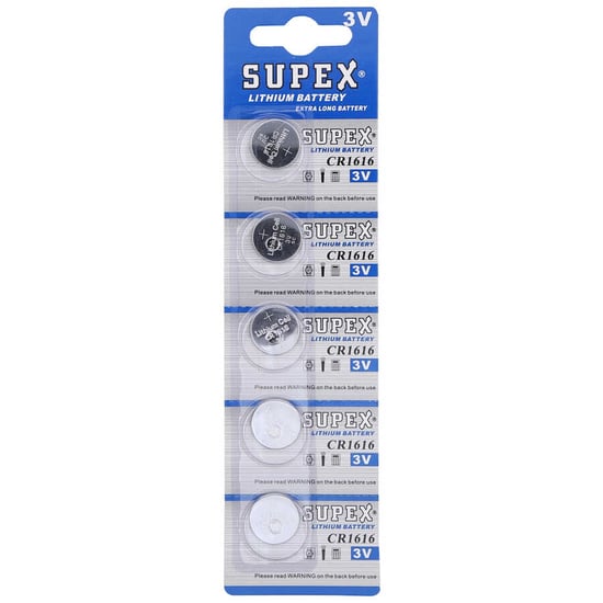 Supex Cr1616 1616 Boy Lityum Düğme Pil, 3 Volt, 5'li Kart