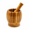 Bella House K-0521 ( Ahşap Bambu & Çizgili ) Havan ( Sarımsak Dövecek ) ( Ç: 8cm--d: 7cm--y:10.5cm ) ( Fileli Ambalaj)