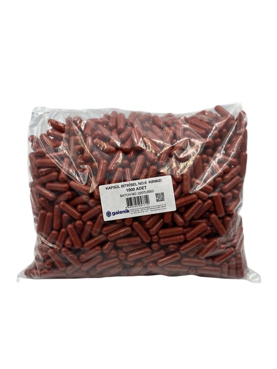 Galenik Kırmızı Bitkisel Kapsül 500 Mg No: 0 - 1000 Adet Midede Çözünen