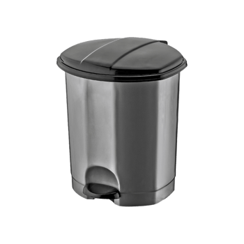Dünya-01013-400&410 ( Siyah & Gri ) ( 18lt ) ( Pedallı ) Çöp Kovası Plastik ( 305x301x390mm )