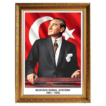 Yaldizli Çerçevelİ Atatürk Portresİ