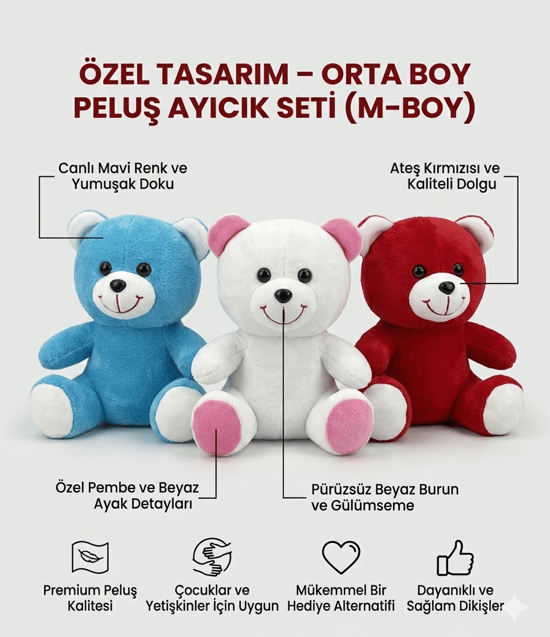 Özel Seri Ayıcık Peluş Oyuncak Orta Boy