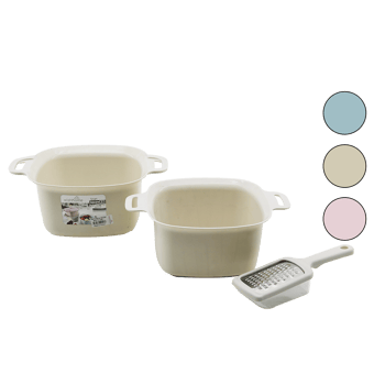 Wish Home Wh-51300 ( 2pcs ) Süzgeçli Kulplu Kase ( 4lt ) & Hazneli Rende Set