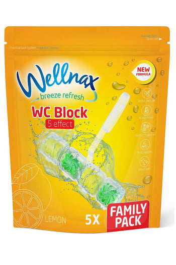 Wellnax Wc Blok Limon Kokulu Tuvalet Temizleyici 5'li Aile Paketi