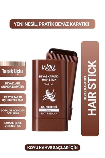 Wou Beyaz Kapatıcı Tarak Uçlu Hair Stick 15 Gr Kahverengi