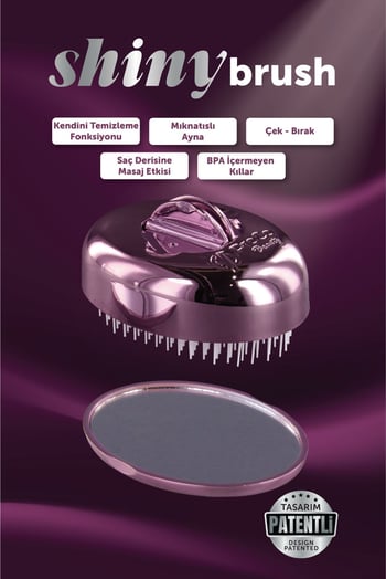 Proco Beauty Premium Shiny Kendini Temizleyen Aynalı Saç Fırçası - Compact Detangling To Go ( Lila )