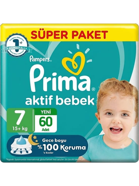 Prima Aktif Süper Paket 7 Numara Xx Large 30'lu Bebek Bezi
