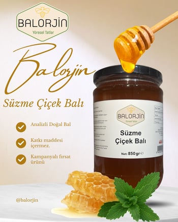 Balorjin Süzme Çiçek Balı 850 Gr- Doğal Bal