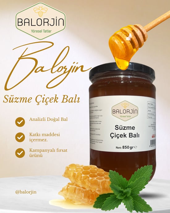 Balorjin Süzme Çiçek Balı 850 Gr- Doğal Bal