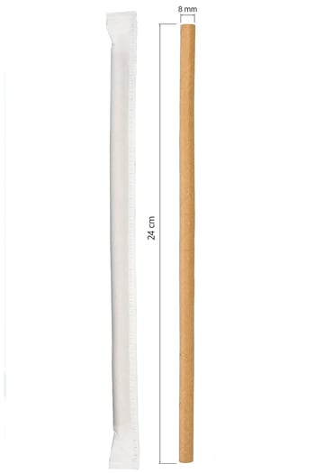 Roll-Up Frozen Kraft Kağıt Pipet Kağıt Sargılı 8mm x 24cm - 100 Adet