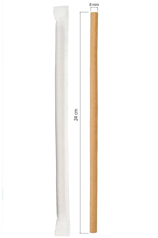 Roll-Up Frozen Kraft Kağıt Pipet Kağıt Sargılı 8mm x 24cm - 100 Adet