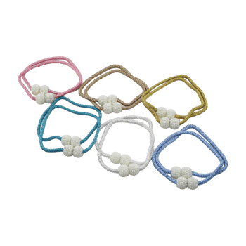 Ulb-024 Baysa-1697 ( 2pcs ) ( Boncuk Toplu & Mıknatıslı ) ( Renkli İpli ) Perde Tokası