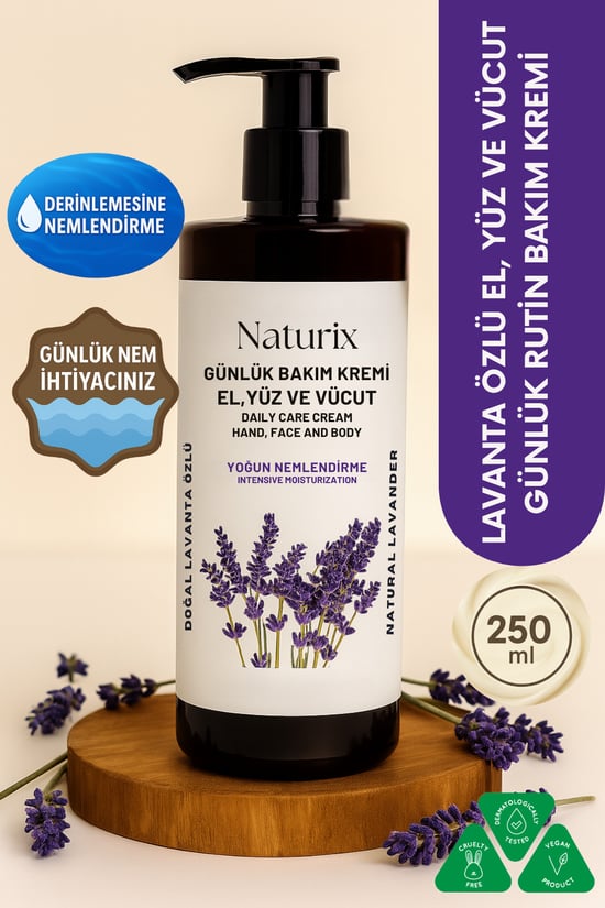 Naturix Lavanta Özlü Organik Nemlendirici Krem 250 ml