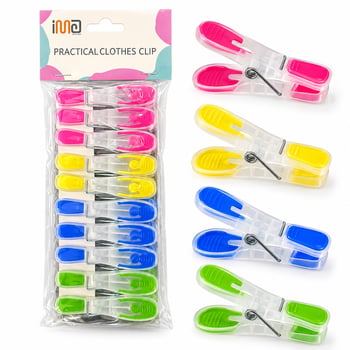 İm@-6230 ( 10pcs ) ( Renkli Silikon Ağız & Bas-aç ) ( Şeffaf Plastik ) Mandal