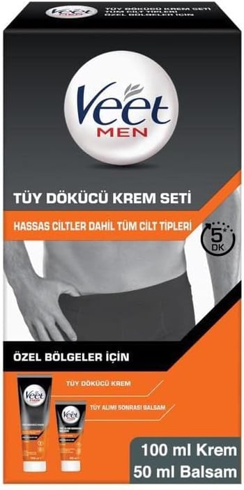 Veet Men Tüy Dökücü Krem Seti Özel Bölgeler İçin Tüy Dökücü Krem 100 Ml + Tüy Alım Sonrası Balsam 50 Ml