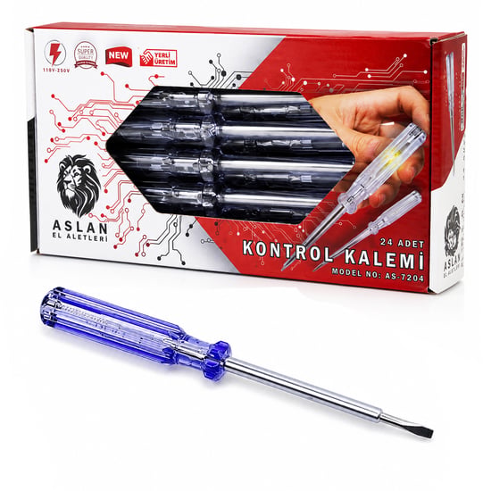 Aslan As-7204 ( Düz ) Kontrol Kalemi Klemens Çelik Uçlu